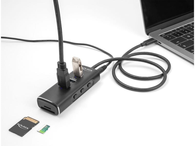 Delock USB-Hub 3x USB A/1x USB C 10Gbps und 1x mircoSD/SD Delock USB Hub mit 3x USB-A, 1x USB C Anschluss, 1x microSD und 1x SD Slot