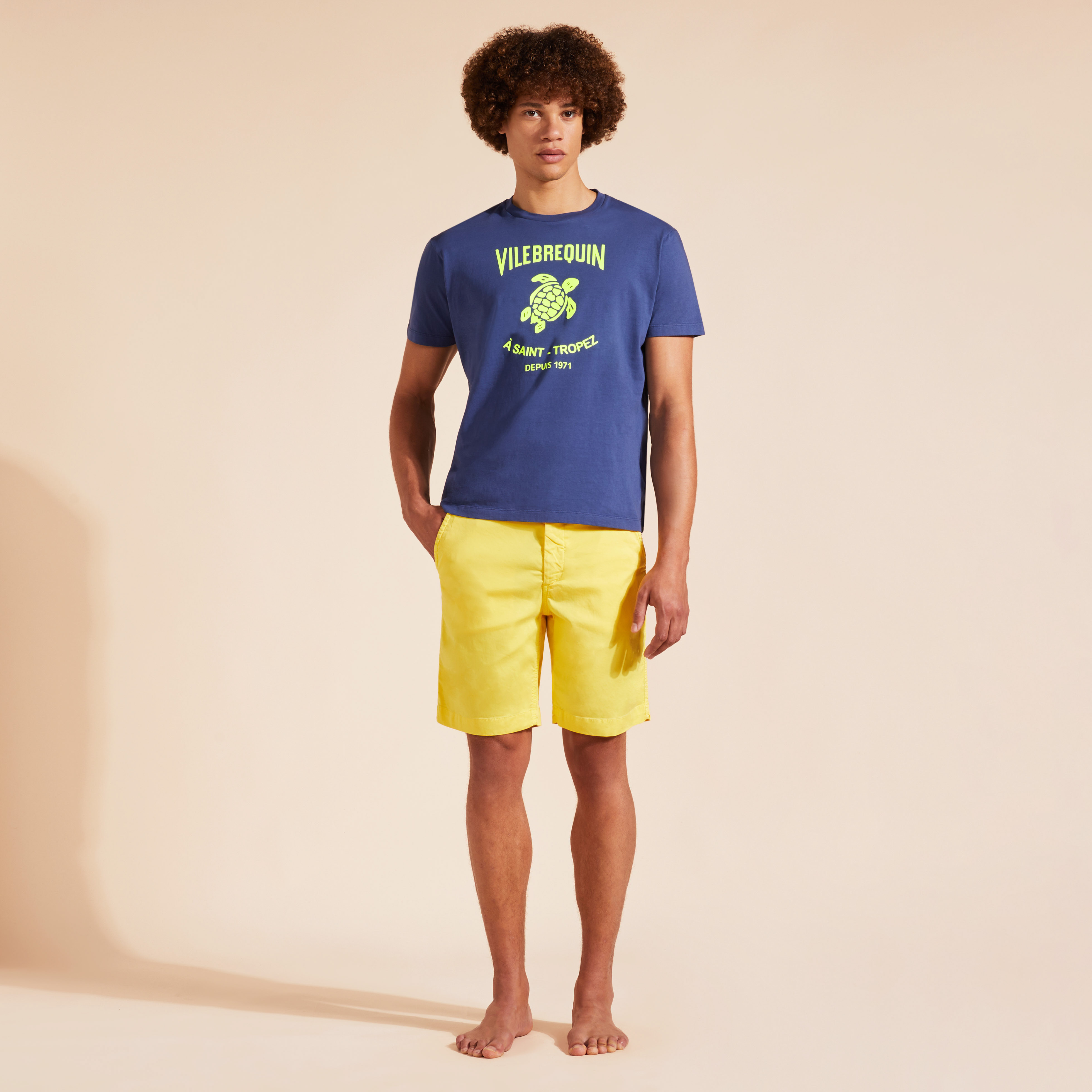 T-Shirt en Coton Imprimé Logo Tortue Homme Imprimé Logo Tortue