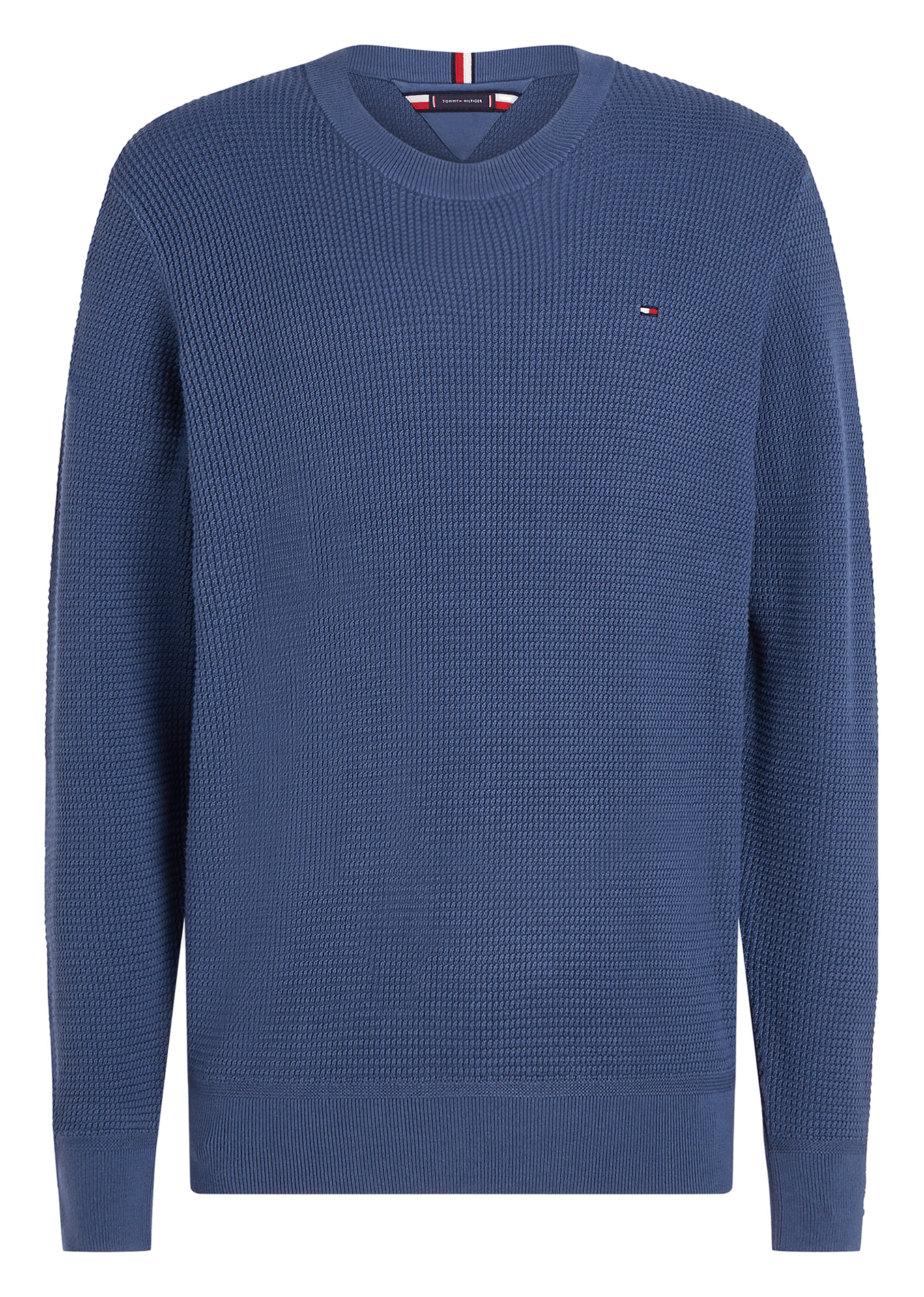 Pull col rond en coton organique | Bleu