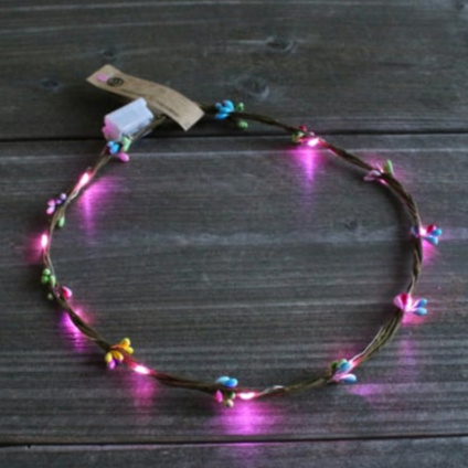 LED hoofdband Fairy - Multicolor blossom/Pink Led