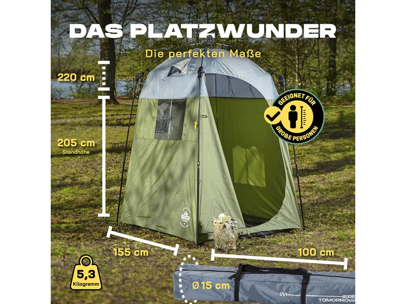Where tomorrow Duschzelt Pop Up – Grün 220 x 155 cm Camping-Duschzelt