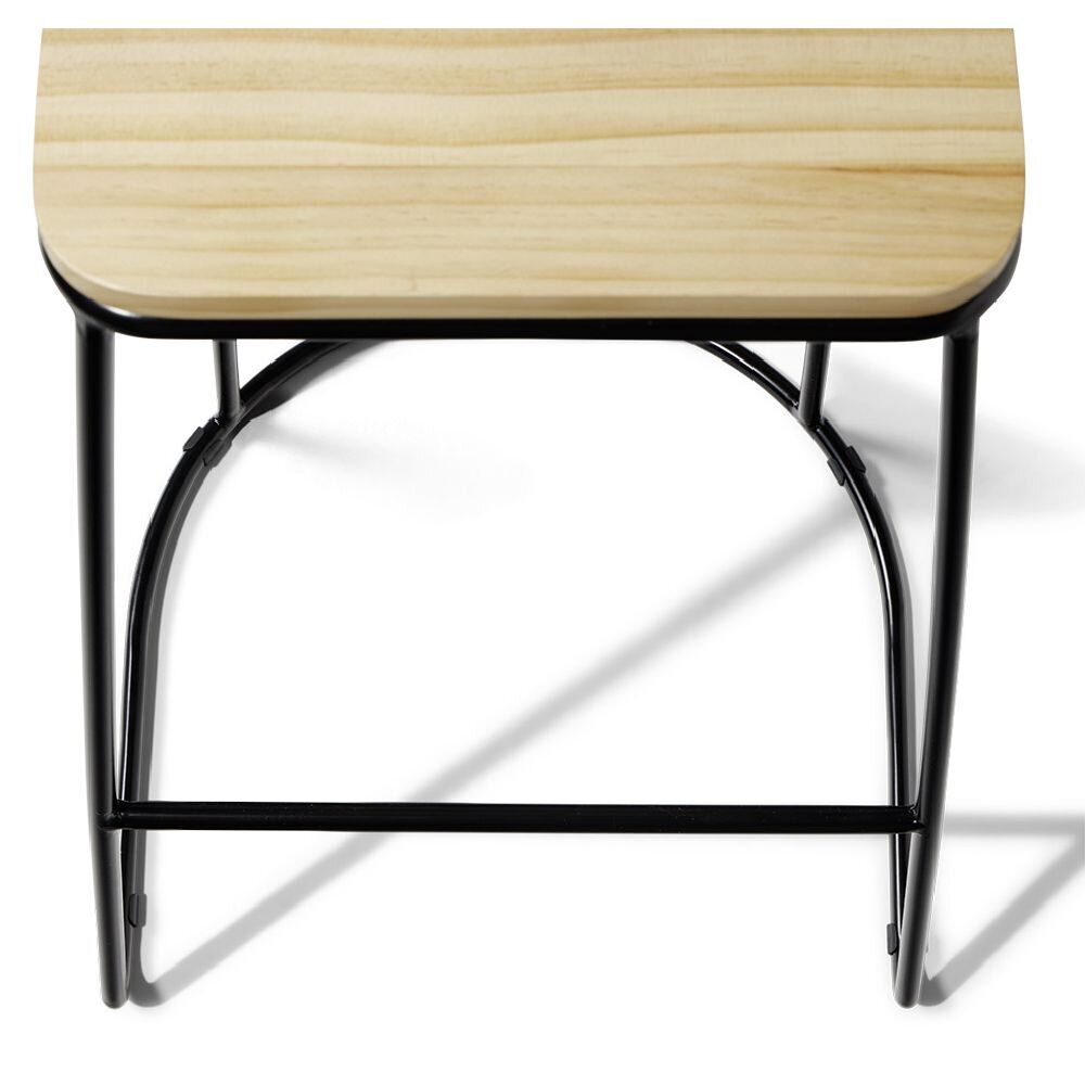Tabouret de bar 32xH69,5x32cm pin et métal noir