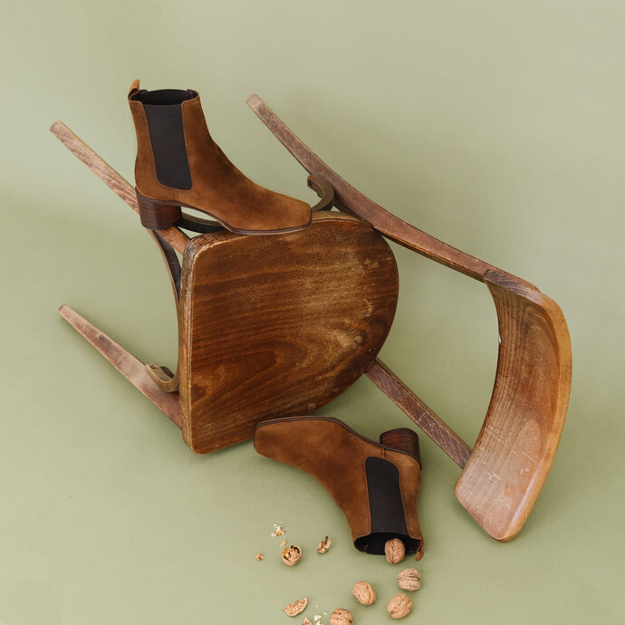 Bottines à talons  en croute cognac