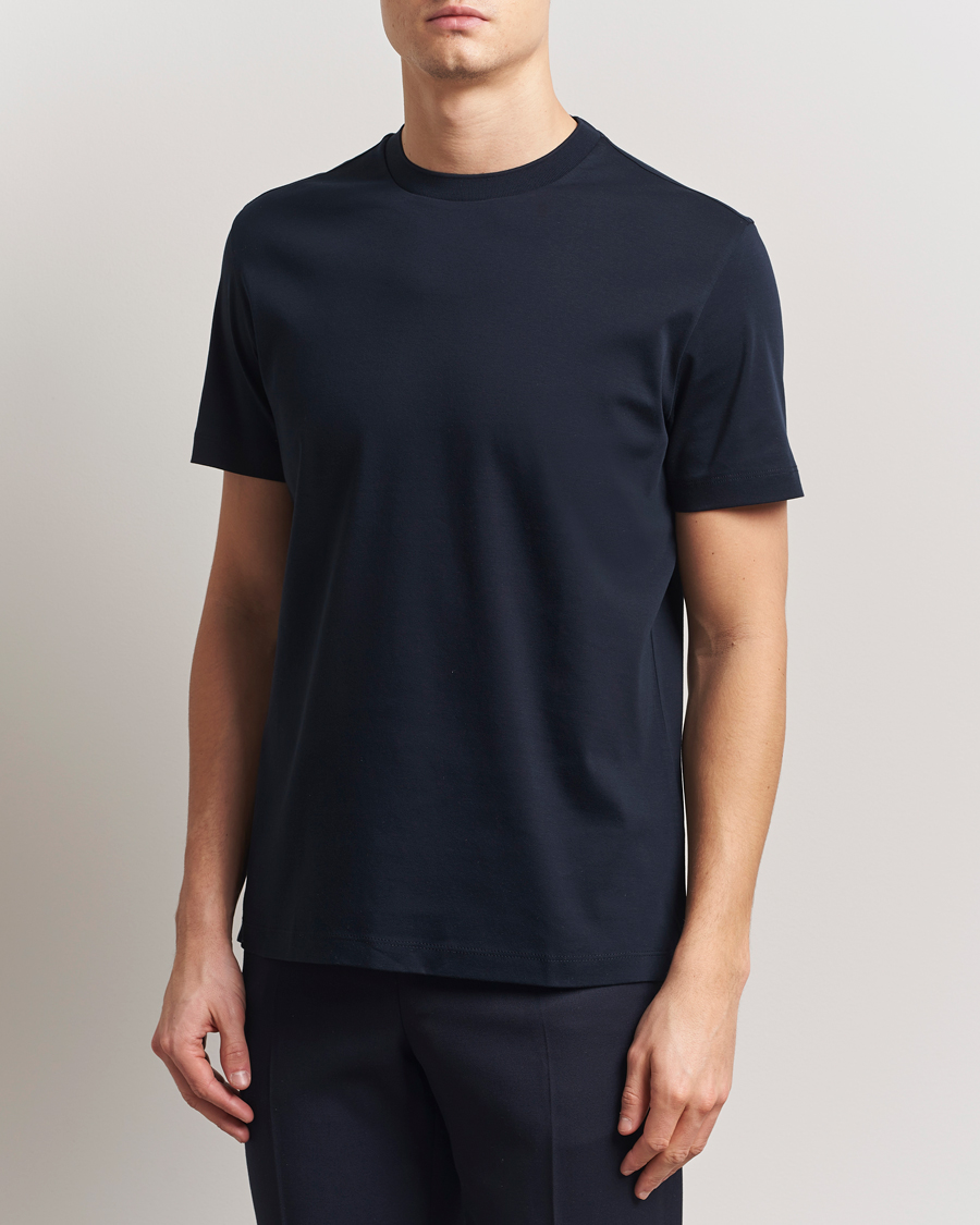 BOSS CAMEL Tesar Cotton Knitted T-Shirt Dark Blue