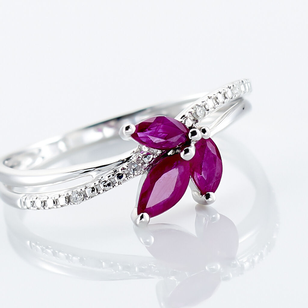 Bague Angie Or Blanc Rubis Et Diamant