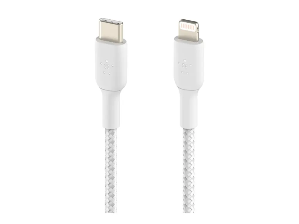 Belkin BoostCharge - Lightning-kabel - 24 pin USB-C han til Lightning han - 2 m - hvid - USB Power Delivery (18 W)