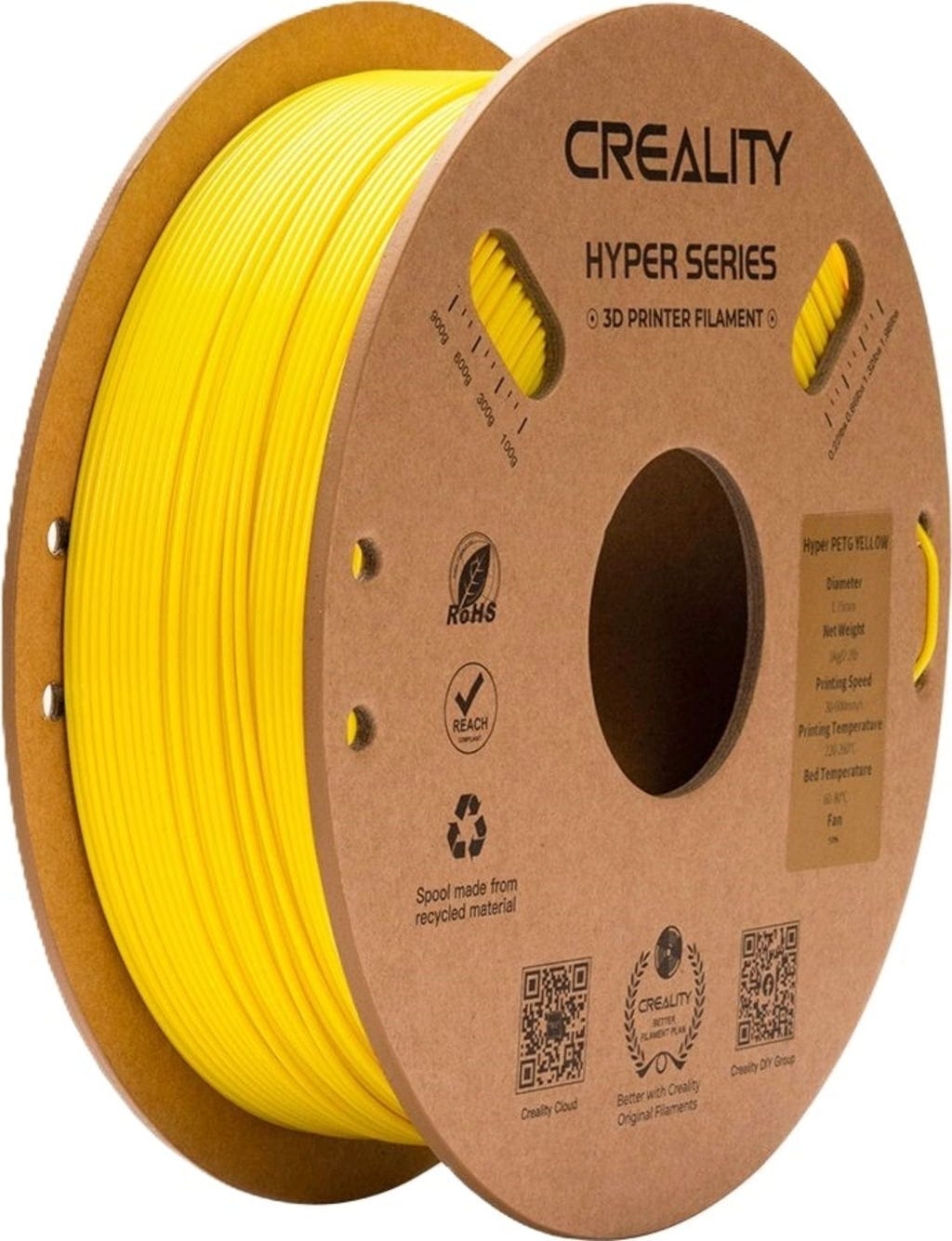 Creality  Hyper PETG Yellow, 1,75 mm / 1000 g    PETG Filament für den High Speed Druck