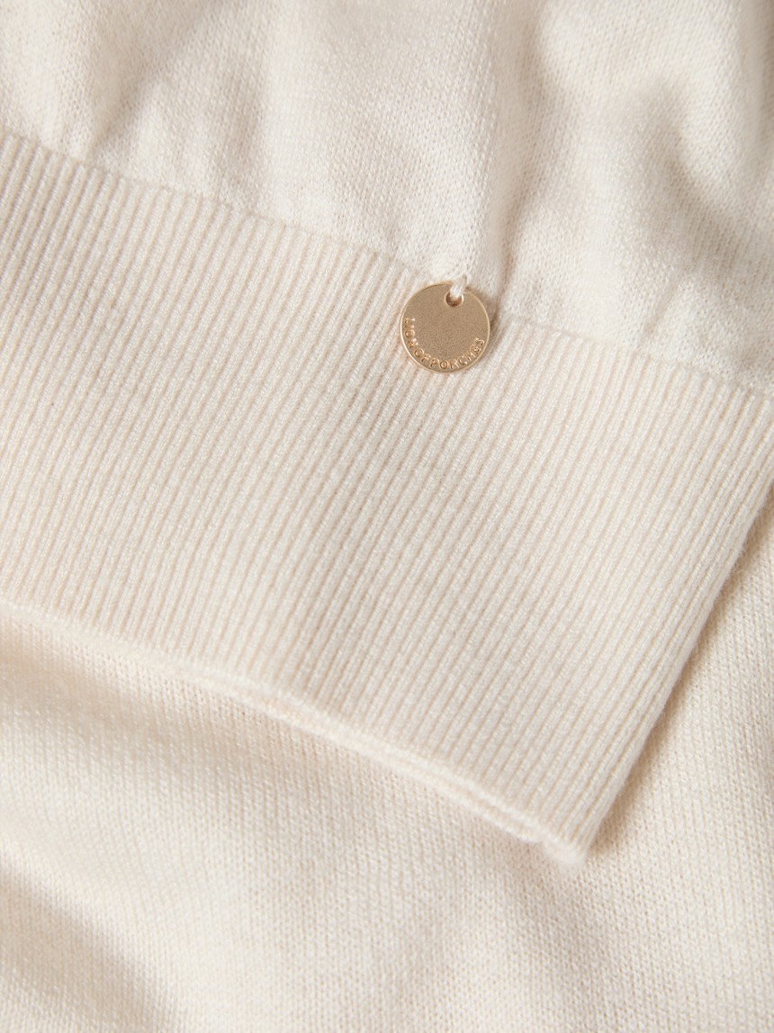 Pullover decote em V com algodão e lã