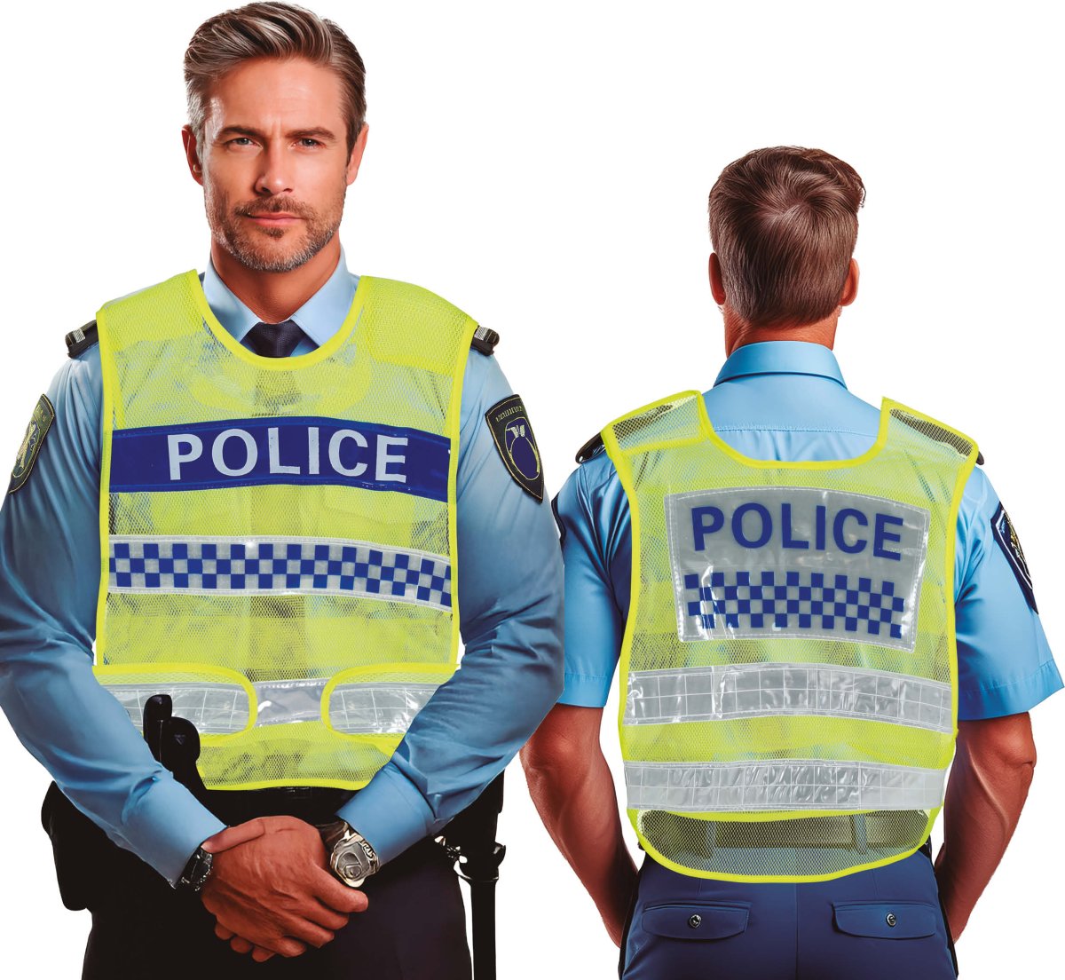 Politie Vest Blauw Geel