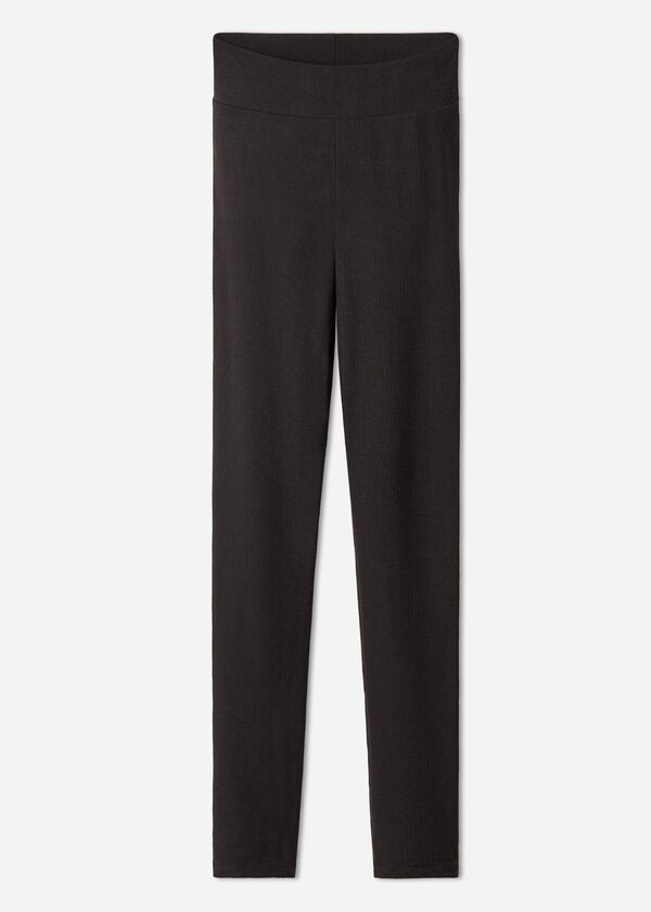 Leggings caneladas com cashmere