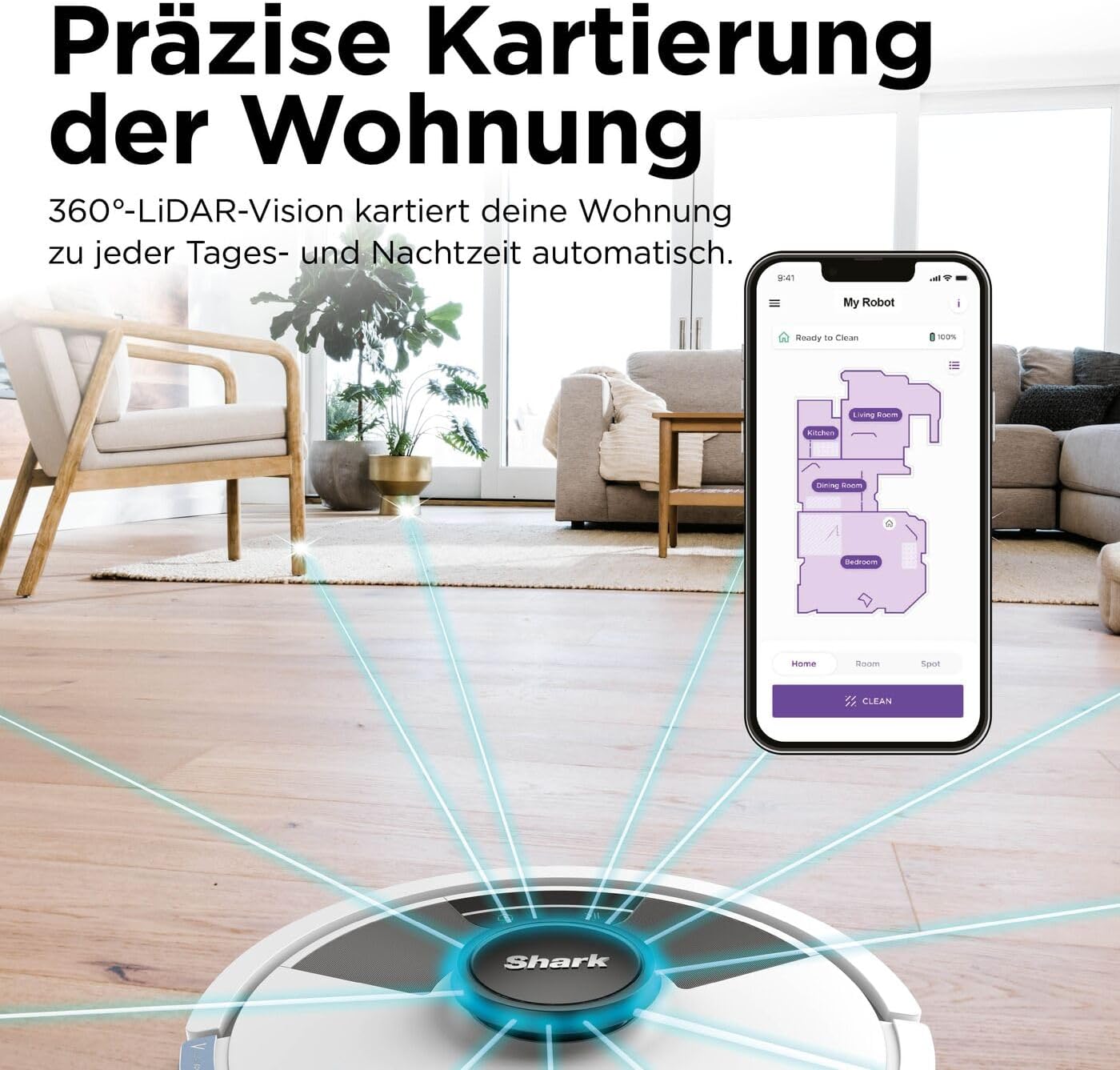 Shark Matrix Plus 2-in-1 Wisch- & Saugroboter mit LiDAR-Home Mapping, Matrix- & Kantenreinigung, für Teppich, Hartböden & Tierhaare, Selbstaufladend, Anti-Allergen, Weiß RV2620WDEUWH