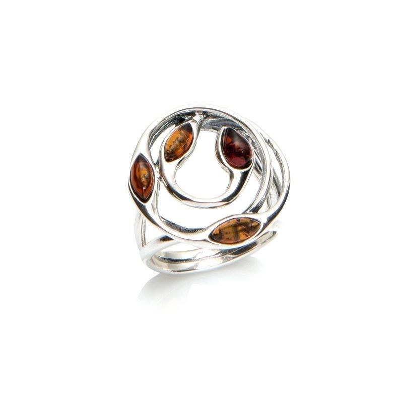 Bague argent 925 Ambre veritable de la mer Baltique
