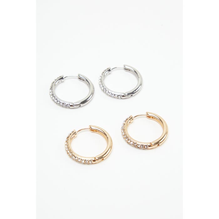 Veritas-Set 2 paar oorbellen hoops stones