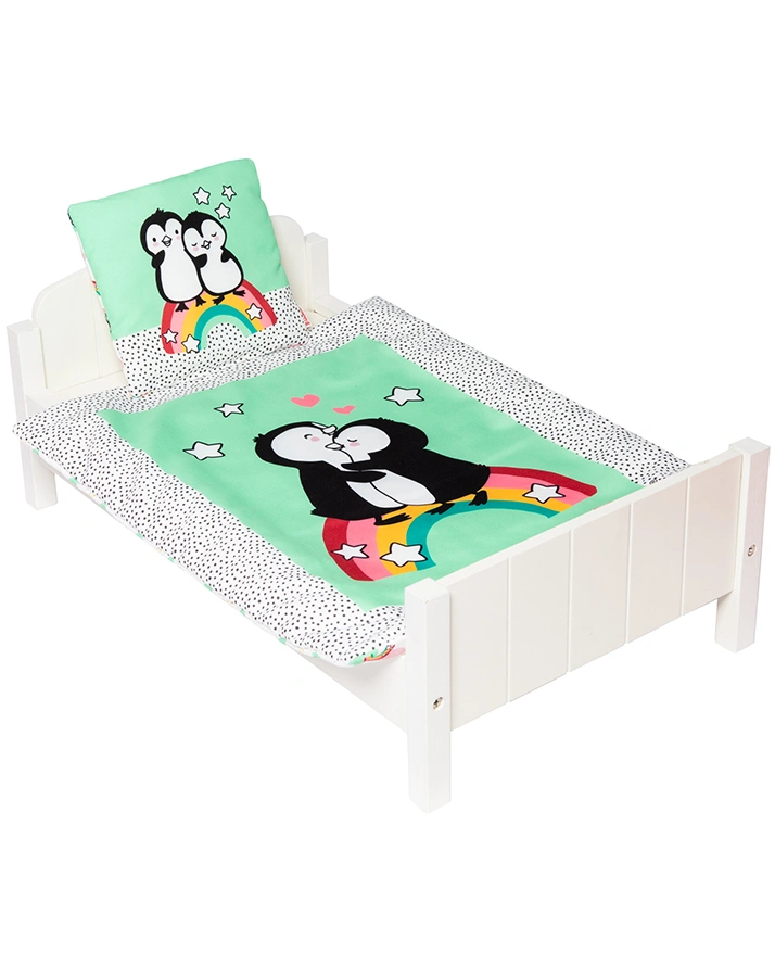 Wende-Puppenbettwäsche PINGUIN PÜNKTCHEN 2-teilig