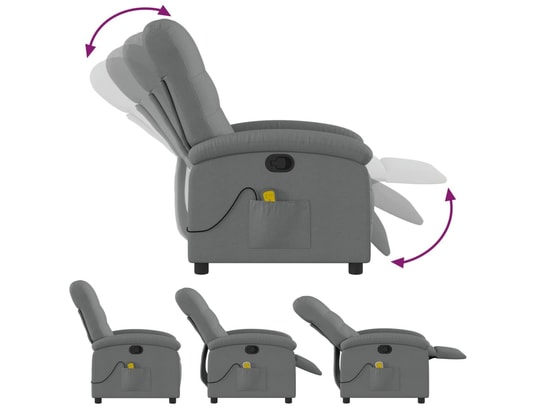 VIDAXL - Fauteuil Relaxation Fauteuil de massage inclinable - Gris foncé - 70x93x101cm