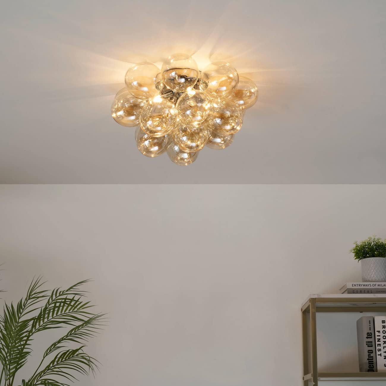 Kosilum – Designer-Deckenleuchte mit 17 Gläsern – Bartali, warmweißes Licht, Beleuchtung für Wohnzimmer, Schlafzimmer, Küche, Flur – 4 x max. 28 W – G9 – IP20