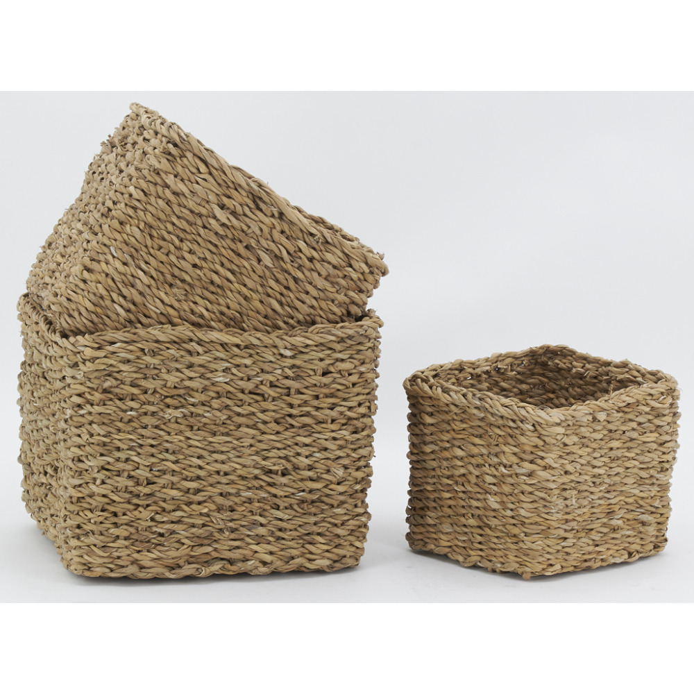 Série de 3 cache-pots en jonc naturel (lot de 3)