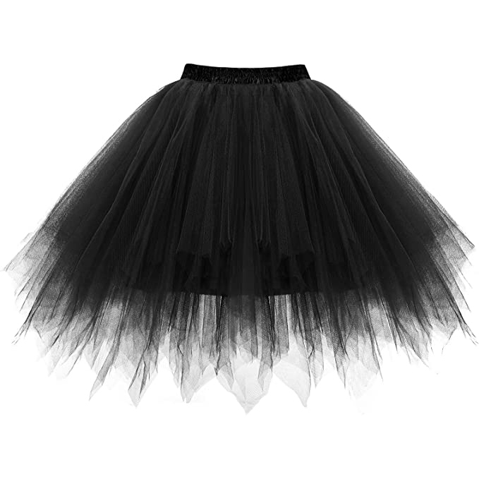Elastischer Tüllrock Fashion Tutu Mesh Jupe (One Size) - Schwarz
