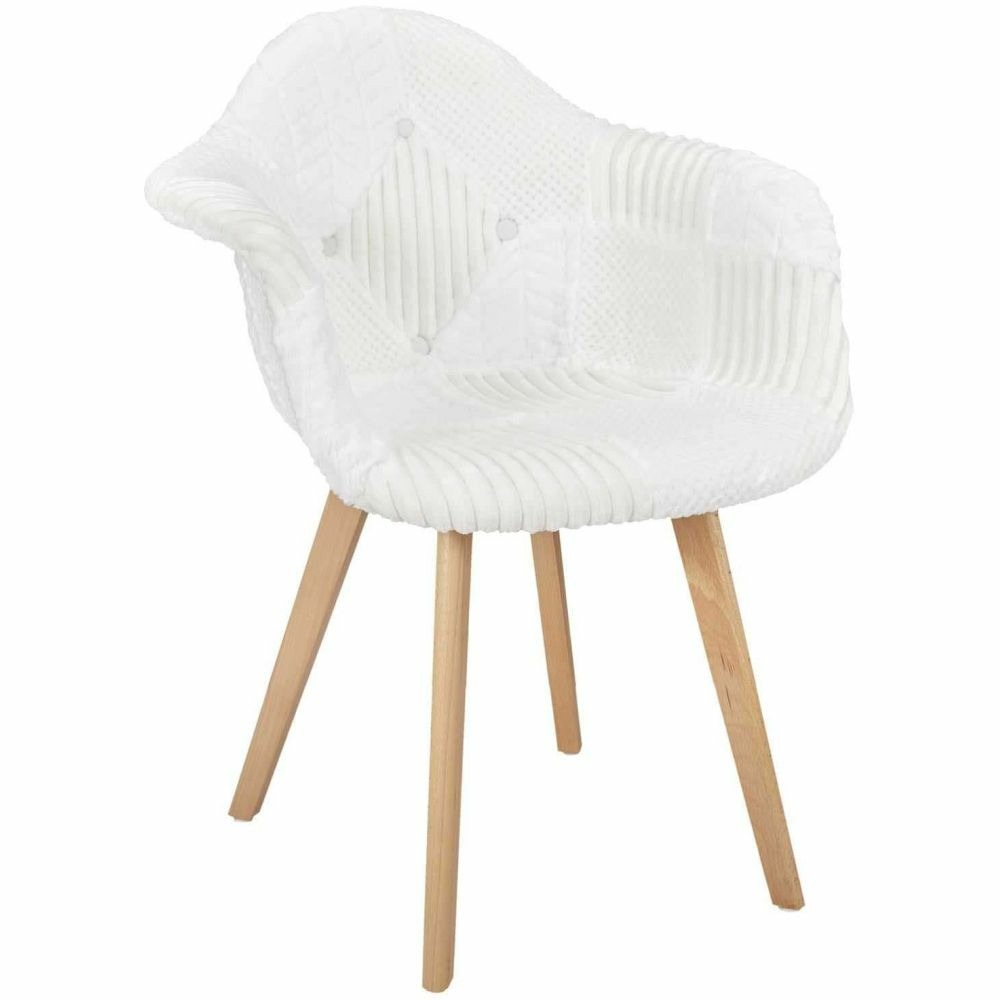 Fauteuil scandinave patchwork blanc