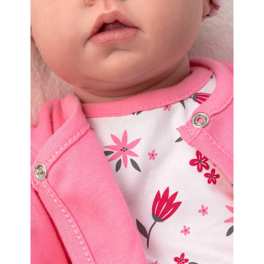 Baby Sweets 3tlg Set Kleid + Strickjacke + Mütze Lieblingsstücke Kleider weiß rosa