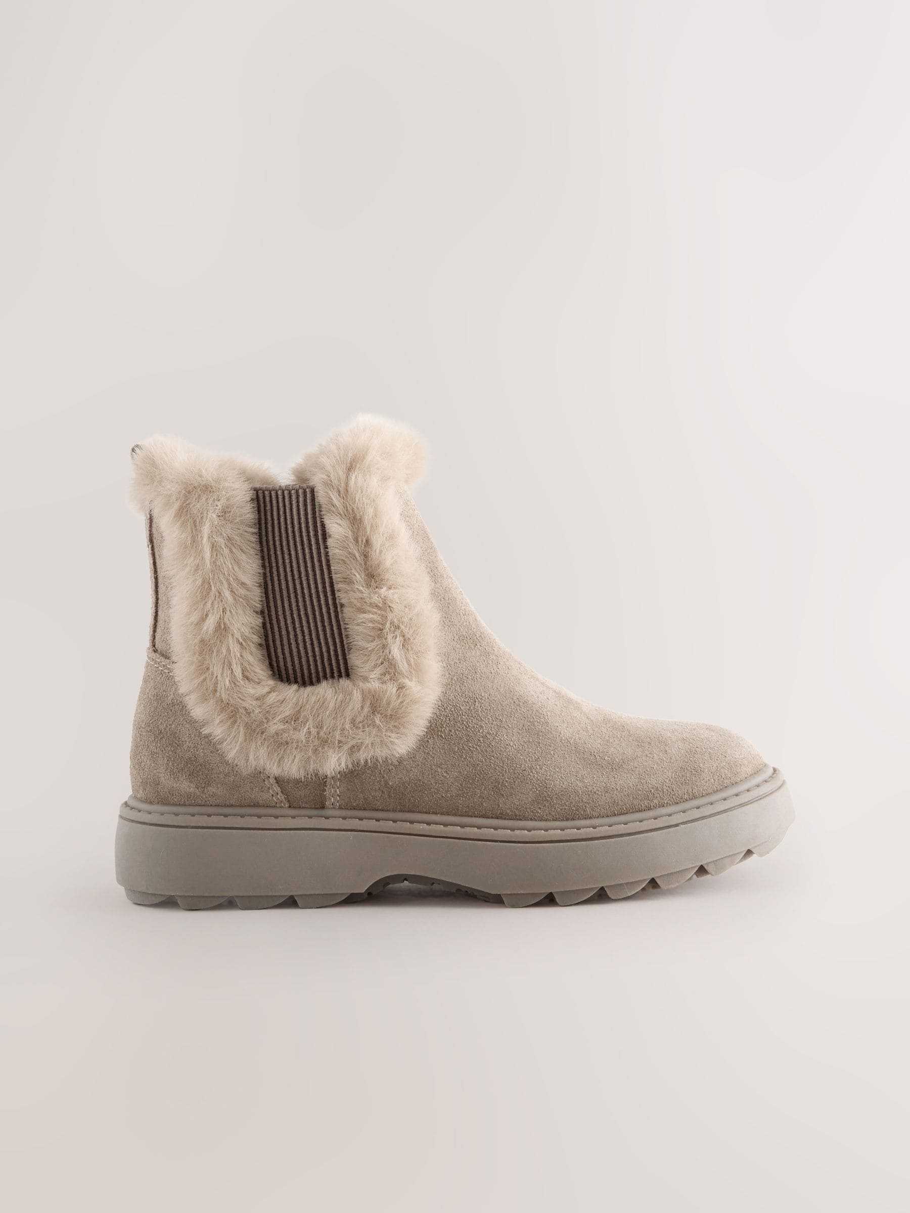 Mink-bruin suède - Met imitatiebont gevoerde Chelsea Boots