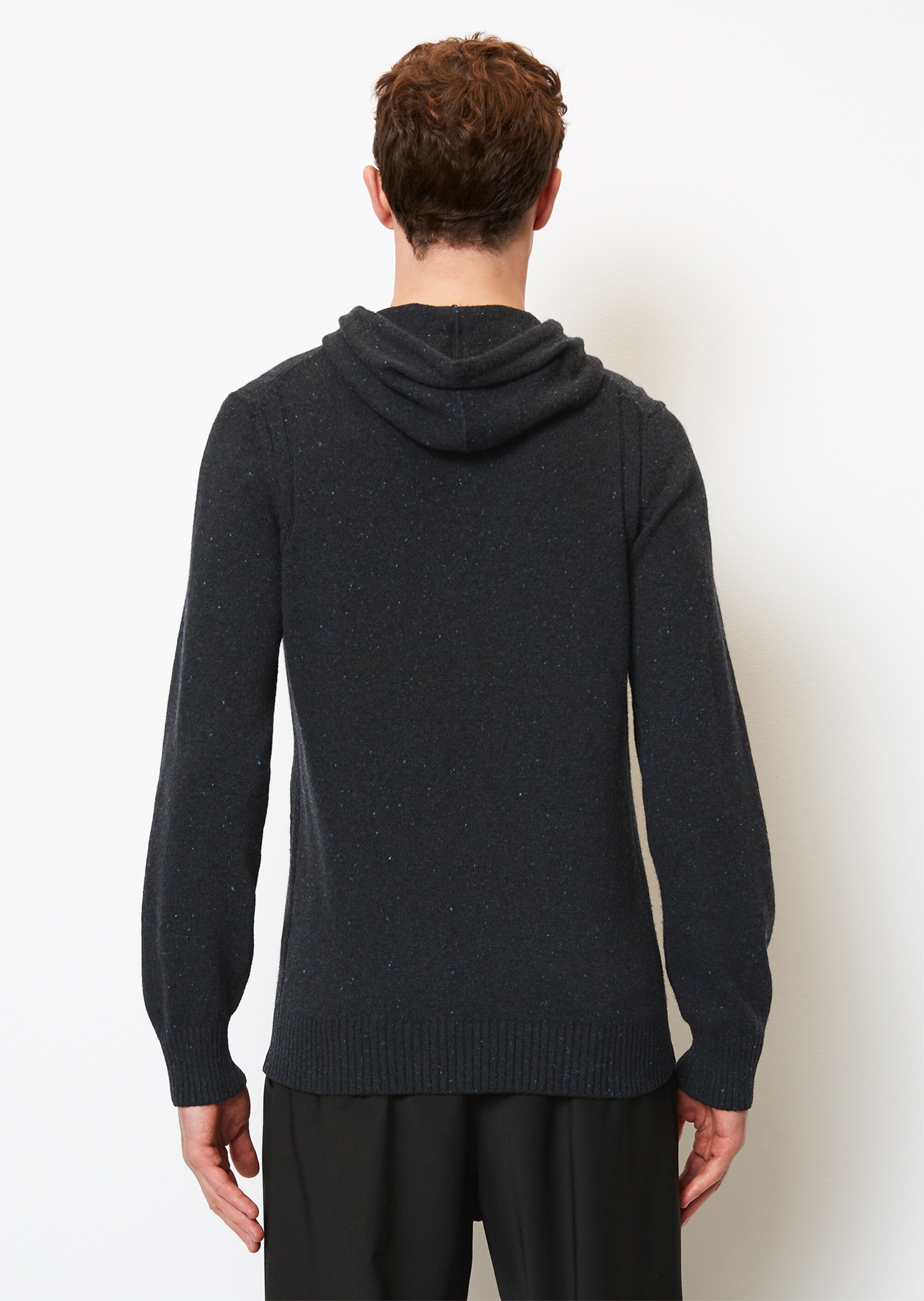 Pullover regular mit Kapuze aus gesprenkeltem Tweedgarn