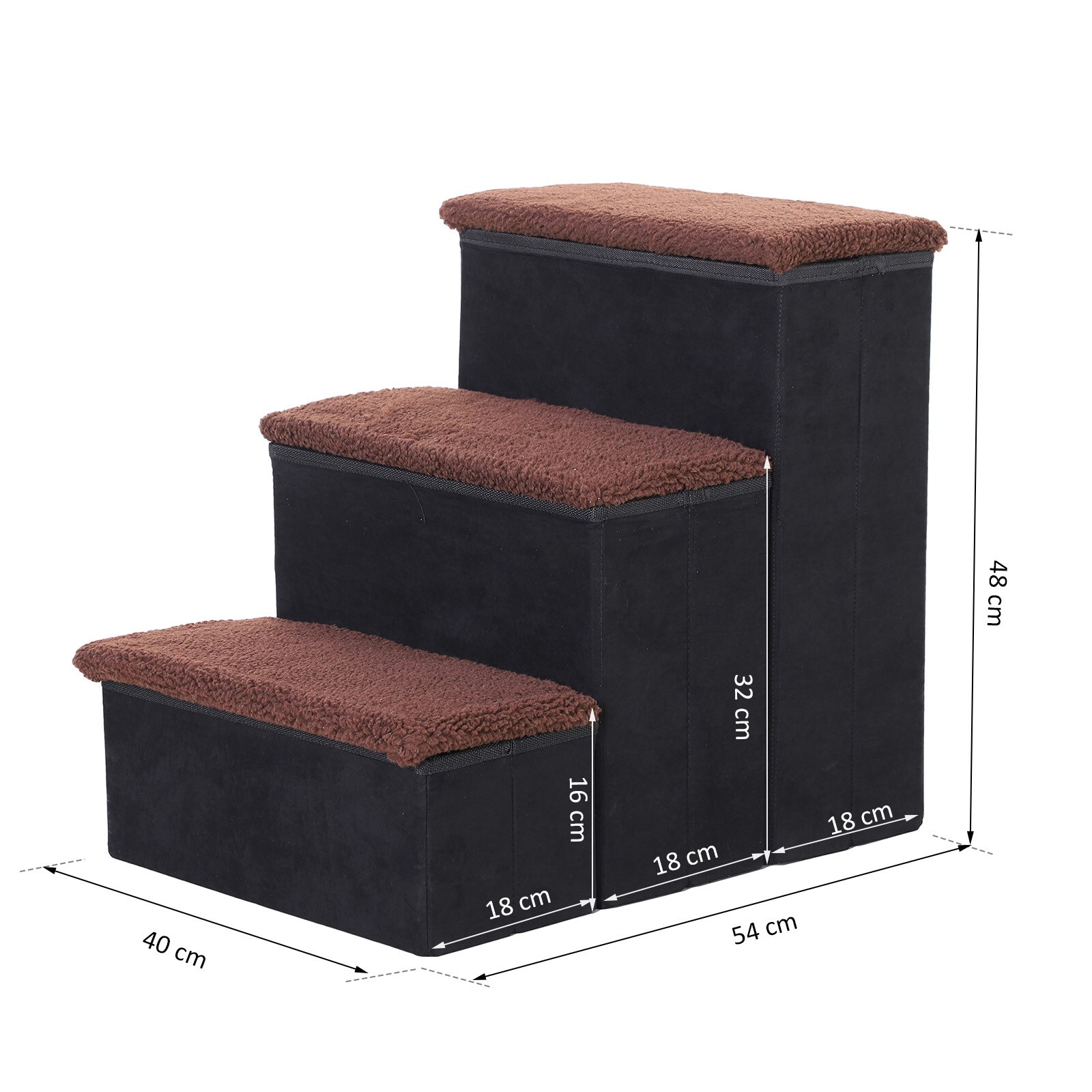 PawHut Haustiertreppe mit 3 Stufen 40 x 54 x 48 cm (BxTxH)