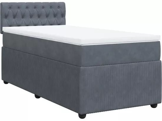 Sommier à lattes de lit et matelas Gris foncé 90x190 cm Velours