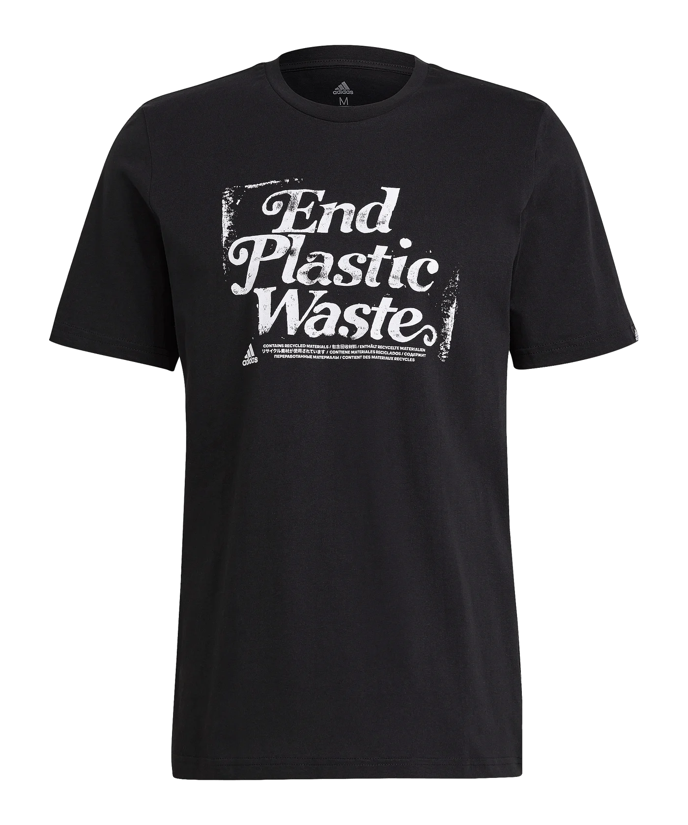 adidas Sustainable Slogan T-Shirt Schwarz