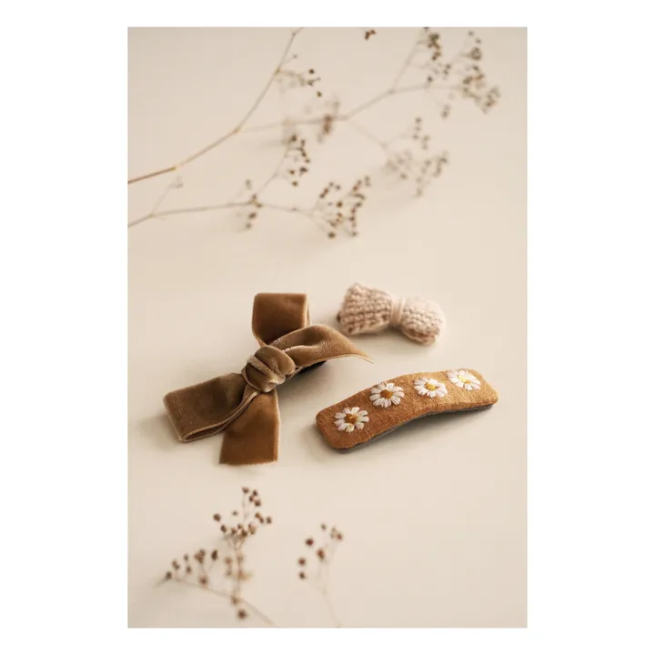 Gentil Coquelicot Barettes Beige - Set de 3