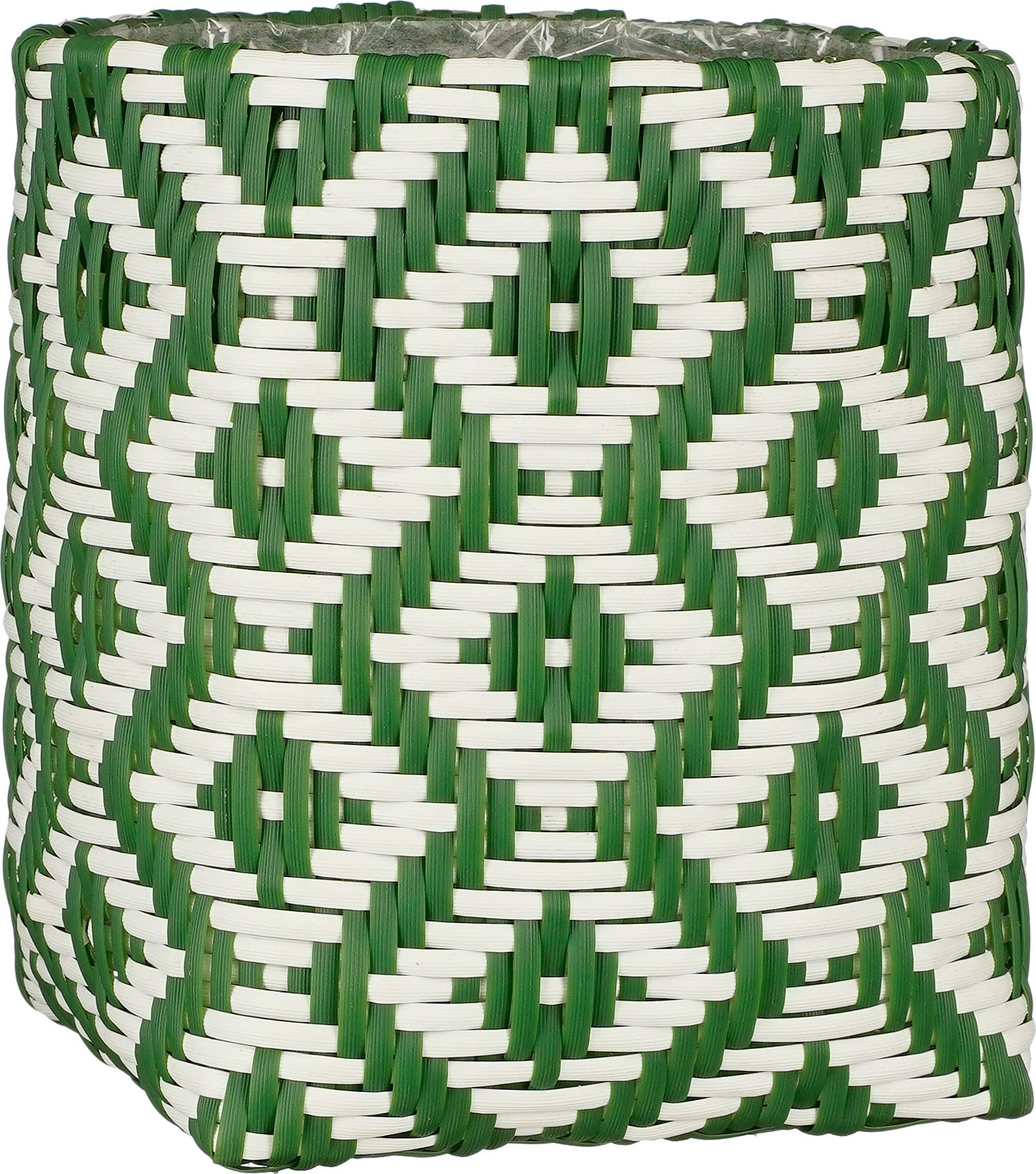 Mica Decorations plantenmand Merlijn groen / wit 24 x 24 x 26 cm