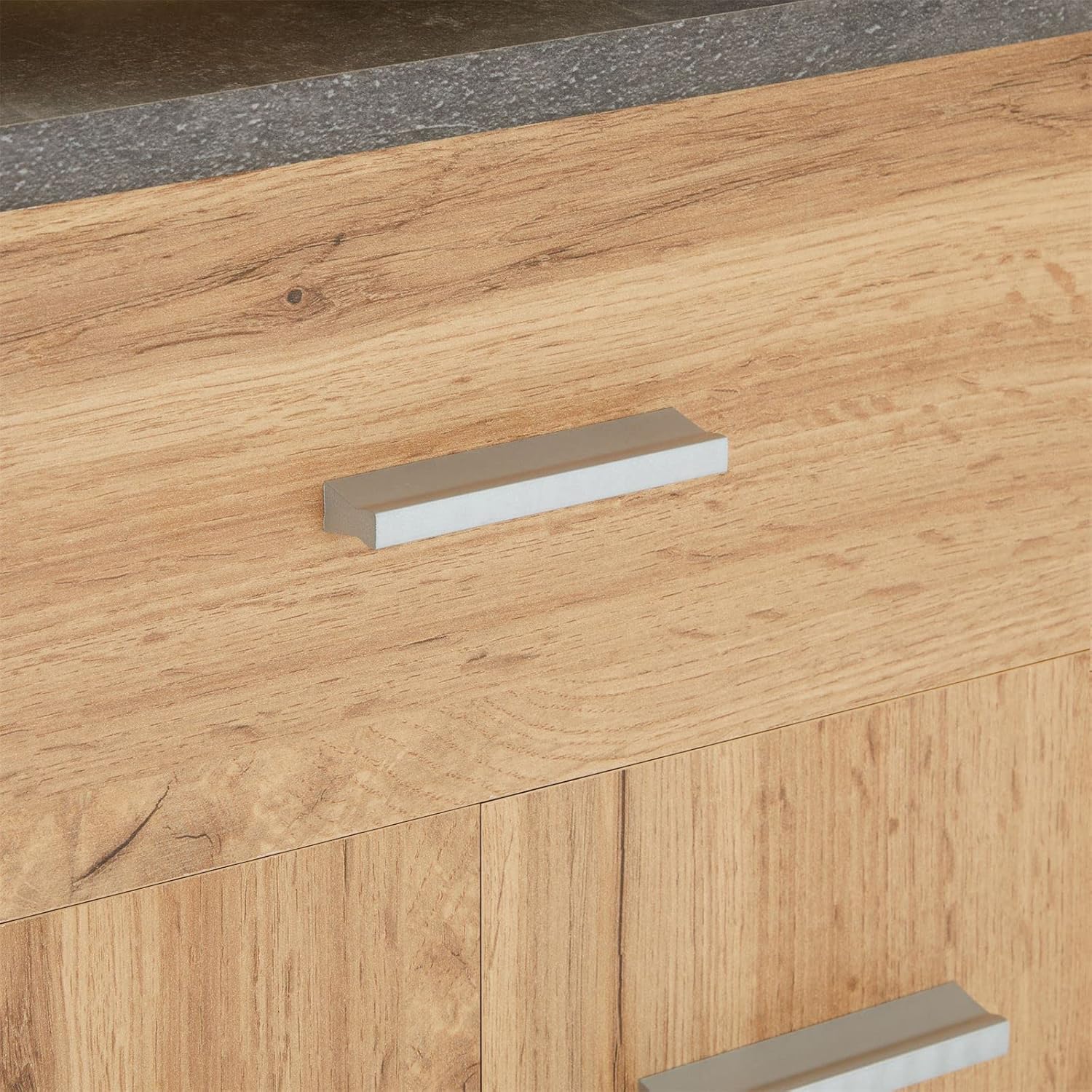 CARO-Möbel Schuhschrank DEUSTO 3 Türen 1 Schublade 7 Einlageböden für Flur und Eingangsbereich - Schuhregal geschlossen - Schuhaufbewahrung Sideboard betonoptik/Eiche