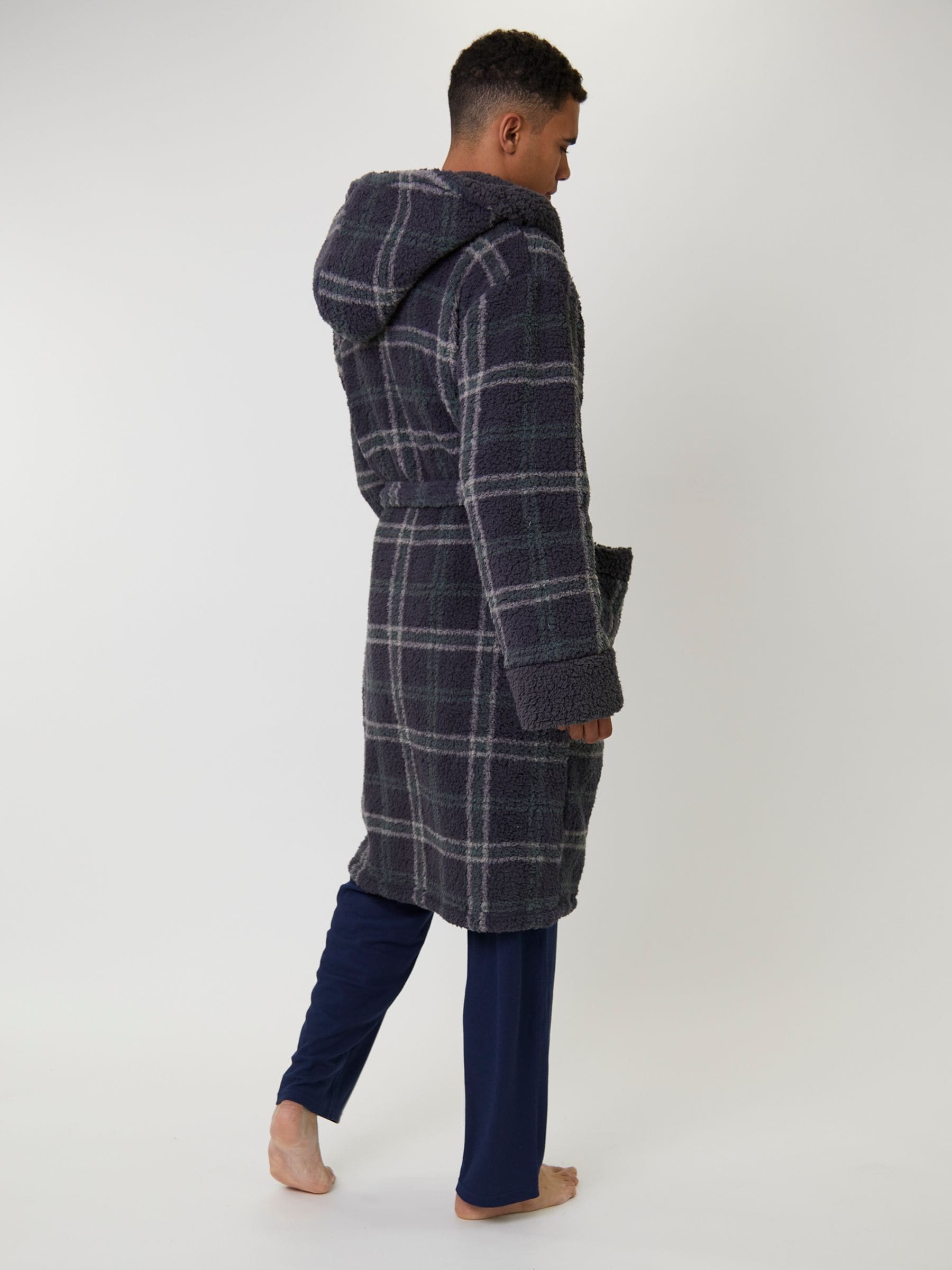 Loungeable Sherpa Check Hooded Dressing Gown