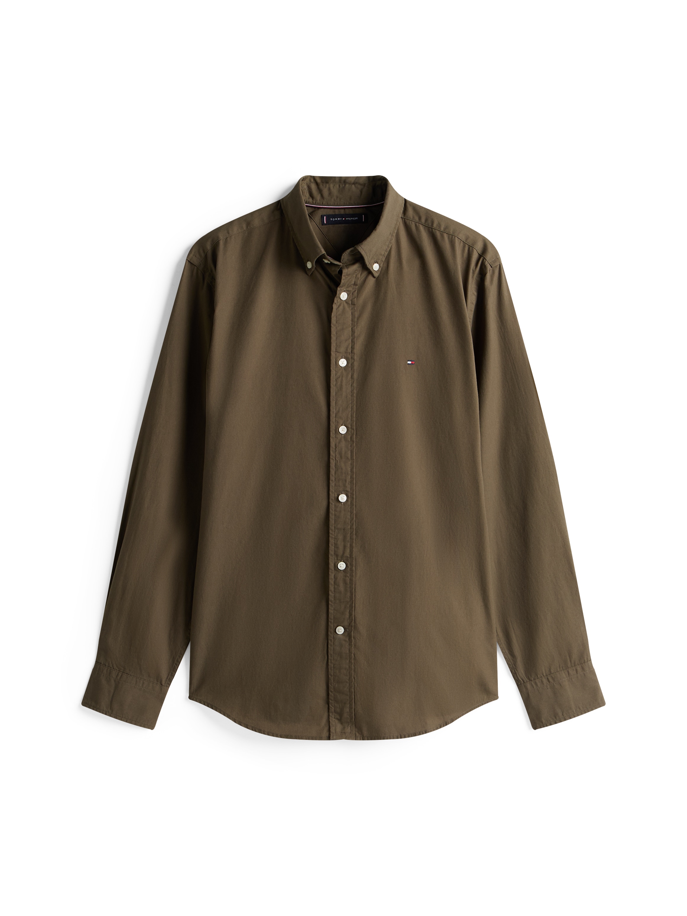 Tommy Hilfiger Businesshemd »FLEX POPLIN SOLID Regular Fit SHIRT mit Button-down und Rückenfalte«, unifarben, klassisch, regular fit, Baumwolle, Kragen