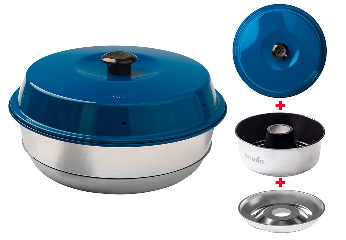 Omnia Campingbackofen Set 3-teilig mit Maxiform Antihaftbeschichtung 3 Liter Blau