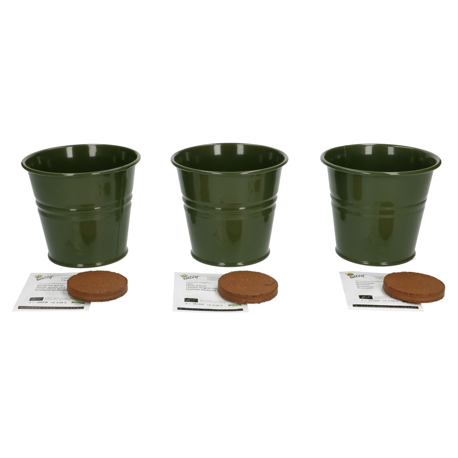 Kweekset tuinkruiden, biologisch, set van 3 potjes