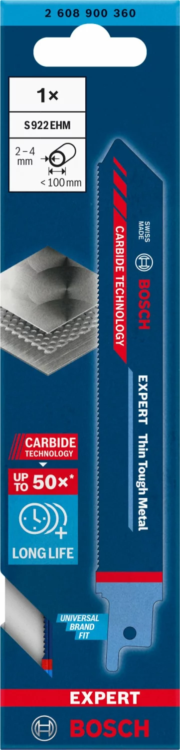 Bosch 2608900360 EXPERT Reciprozaagblad S922EHM Thin Tough Metal