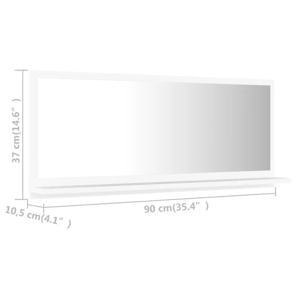 vidaXL - Spiegel - Wit - Bewerkt hout - 90 x 10.5 x 37 cm