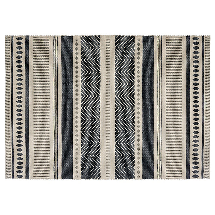 Tapis à franges imprimé Atmosphera coton gris L.90 x l.60 cm