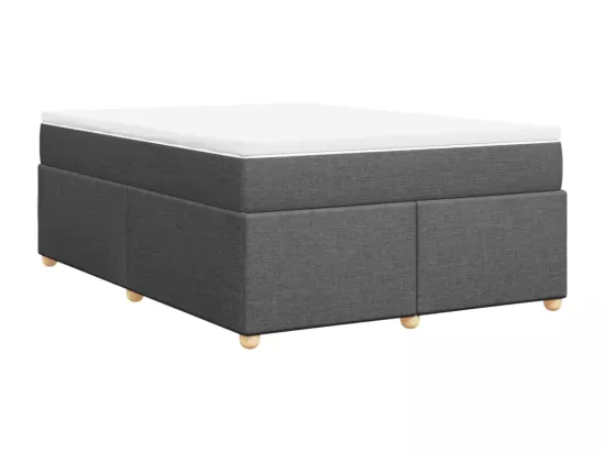 Sommier à lattes de lit avec matelas Gris foncé 160x200cm Tissu