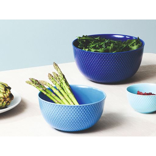 Lyngby Porcelæn Rhombe Color Serveringsskål, Mørkeblå, Ø22 cm
