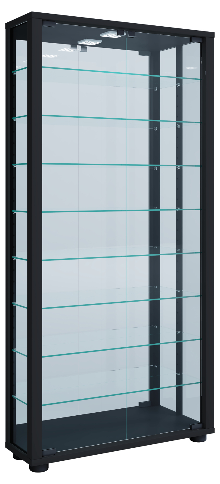 Wandvitrine VITROSA MAXI - schwarz - mit Rückwandspiegel - 59 cm