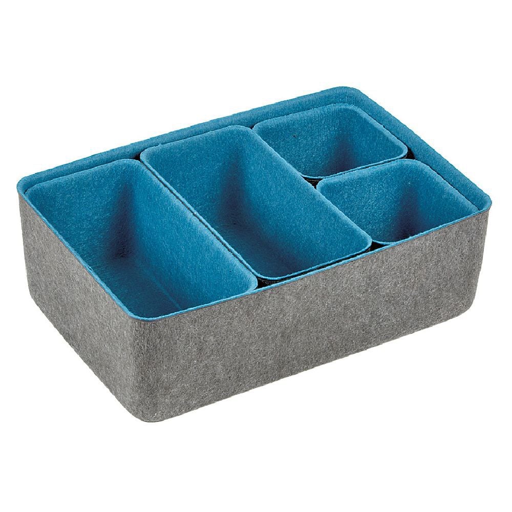 Panière en feutrine gris et bleu x5