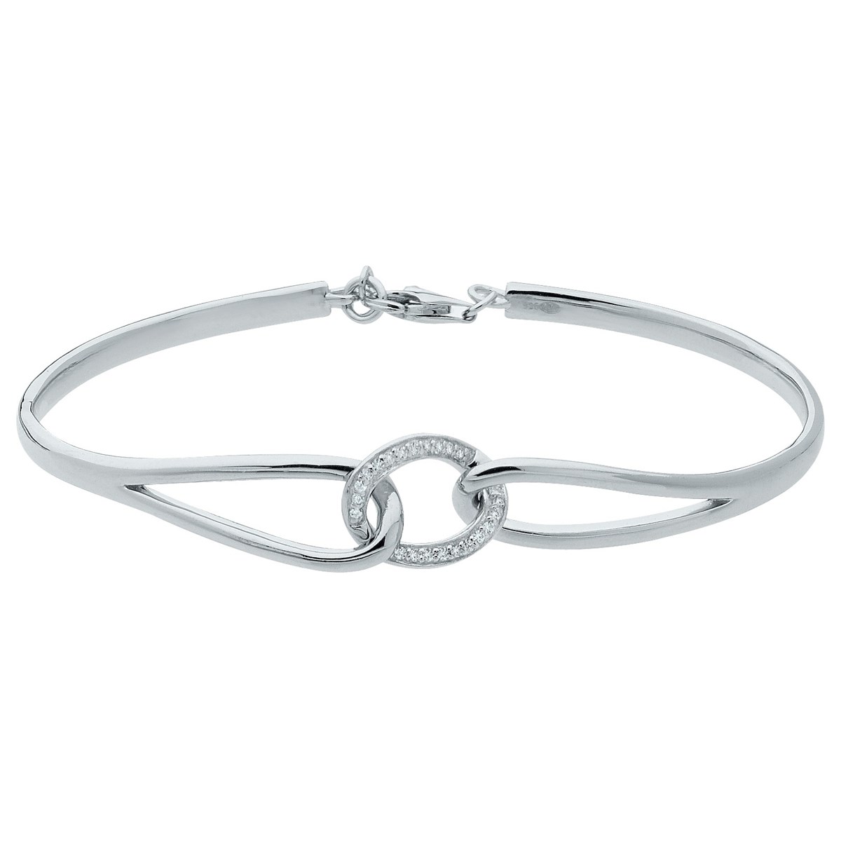 Bracelet semi-rigide en Argent avec oxyde de zirconium blanc