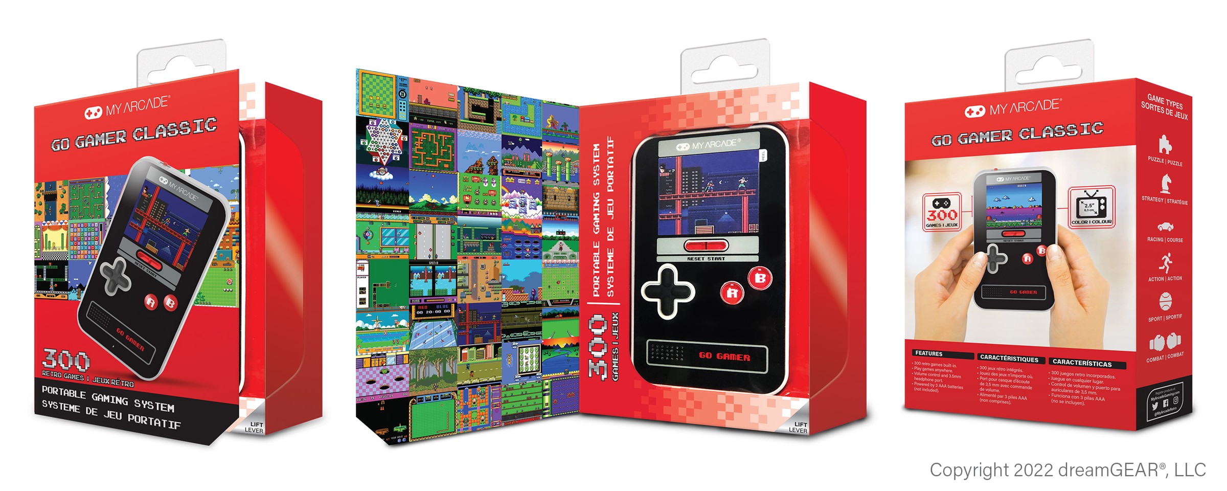 MY ARCADE, GO GAMER CLASSIC (300 GAMES IN 1), BLACK, GRAY, RED