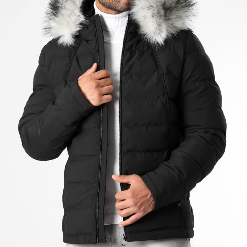 Doudoune Racer Premium Avec Fourrure Grise 0061 Noir