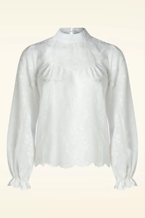 Smashed Lemon Julie kanten blouse in wit