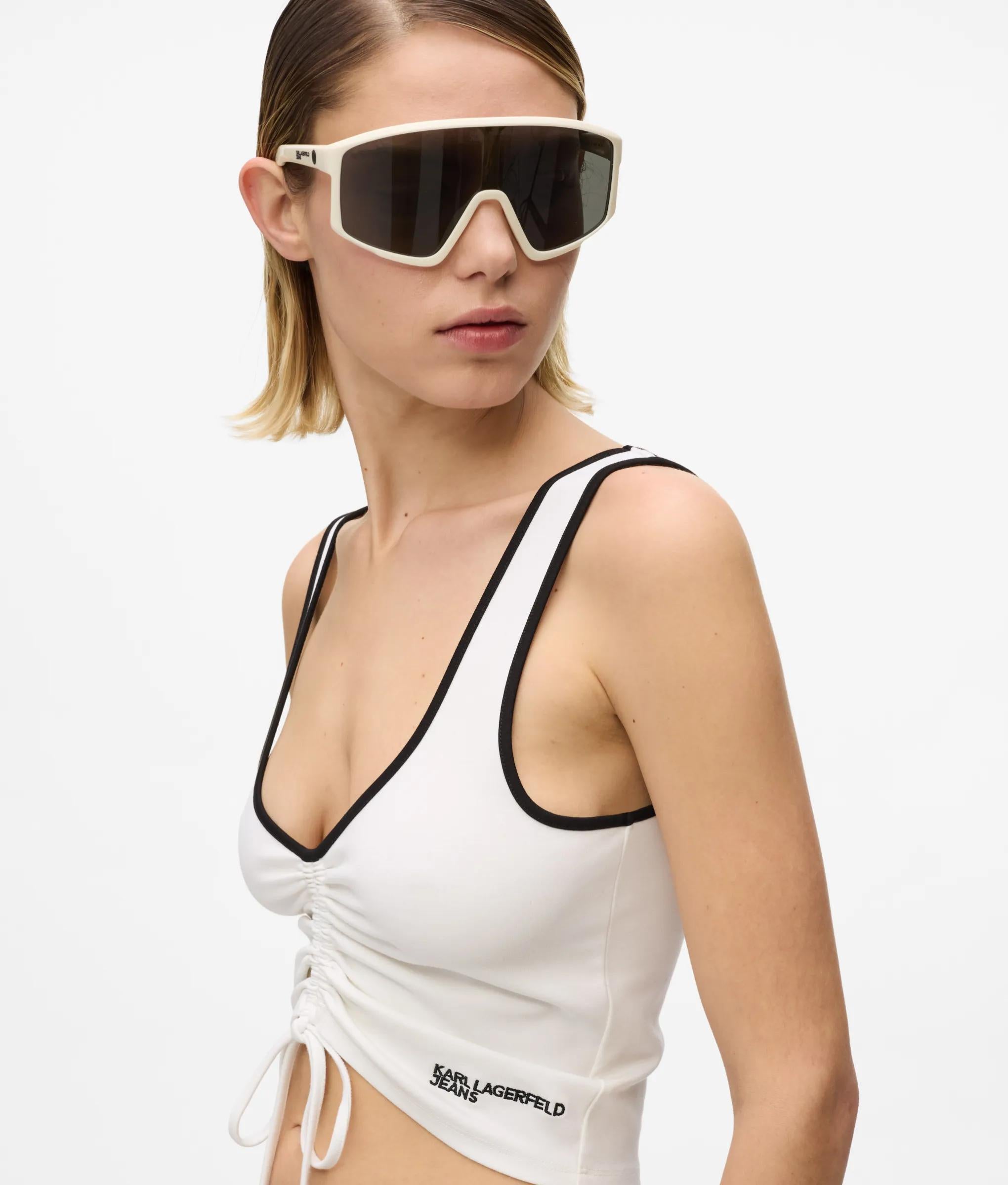 tanktop met V-hals en ruches