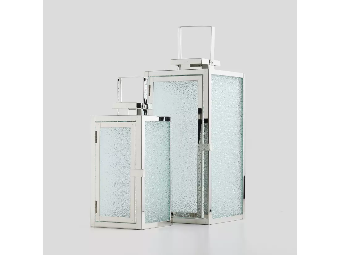 Lanterne Ramos argent moyen 35 x 16 x 16