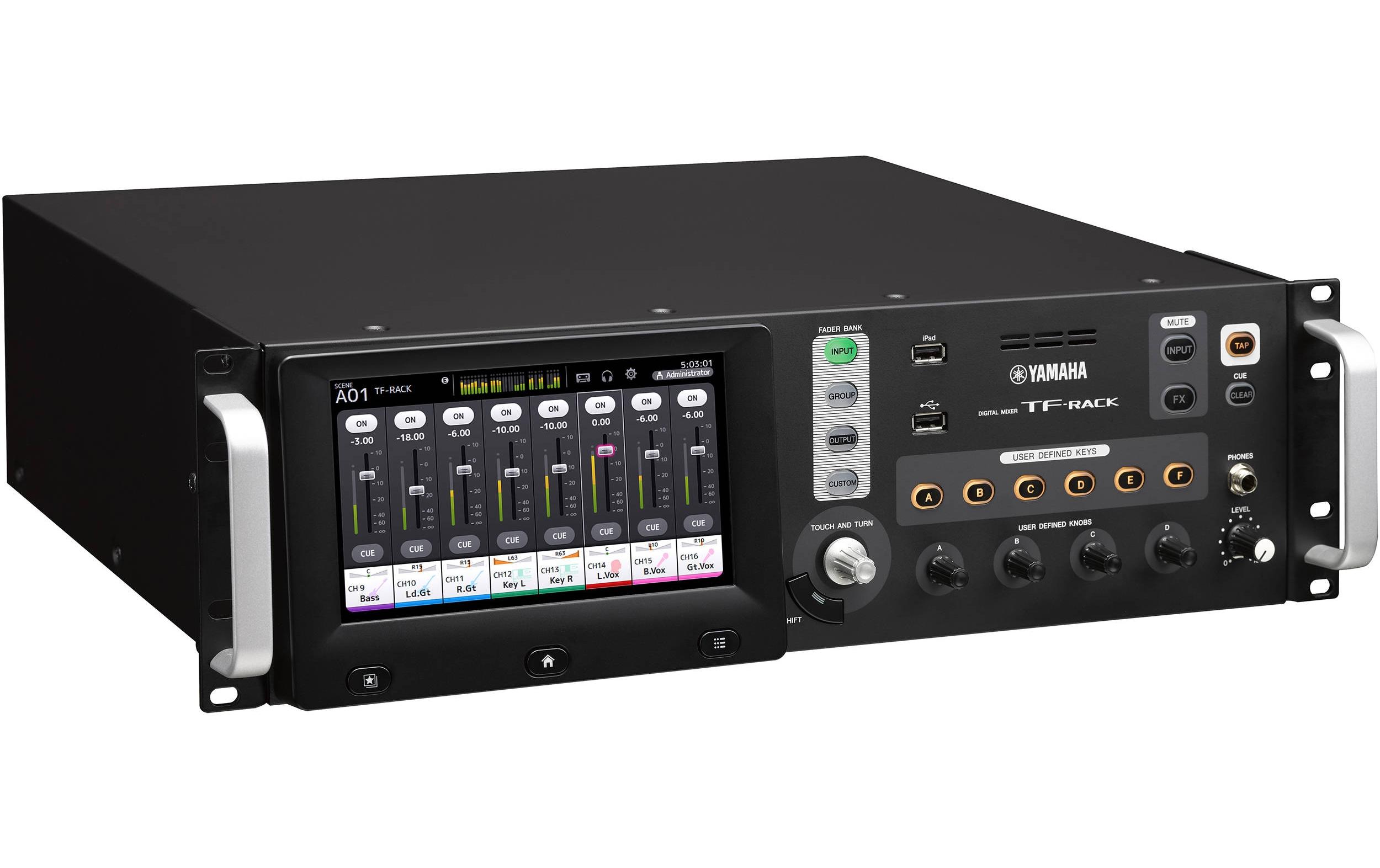 Mischpult TF-RACK - 40-Kanal, digital<br>19-Zoll-Rack-Variante eines vielseitigen Digitalmixers der TF-Serie mit TouchFlow-Operation, WLAN-Fernsteuerung und optionaler Dante-Audio-Netzwerk-Unterstützung